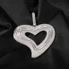 Iced Out Heart Подвеска Ожерелье Розовое Золото Посеребренное Большой Кулон Мужские Хип-Хоп Ожерелья Ювелирные Изделия