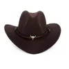 Berets damski kapelusz cowgirl kowboj dziki zachodnie kapelusze western nagłówek szerokie grzbiet czapka moda retro fedoras top jazz z metalowymi cowberetami
