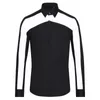 White Splicing Black Luxury Long Sleeve Casual Mens Dress High Quality Slim Fit Male Shirts 3XL Men's