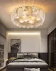 Lámpara de araña de techo para sala de estar gris / blanco vidrio decorativo led lámparas de techo salón salón redondo dormitorio dormitorio cocina luces de cocina