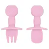 Set di forchette per cucchiaini per bambini Cucchiai per alimenti in silicone morbido Formazione per l'apprendimento infantile Cucchiaio per alimenti per uso alimentare Posate per bambini Stoviglie B8079