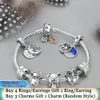 925 Silver Fit Pandora Charm 925 Armband Tree Monster Dragon Owl Kedjad Heart Fox Charms Set Pendant Diy Fine Beads Jewelry