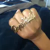 Noelia Knuckles Name Ring Personalized Three Finger Custom Large Nameplate Rings Fashion Women Men Jewelry