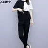 Casual Suit Female Summer Fashion Trend Loose and Thin Western Style Color Matching Sports Harem Two-Piece Suit 210412