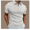 2022 été gaufre couleur unie Golf Polos T-shirt pour hommes coupe ajustée fermeture éclair revers manches courtes décontracté ajustement Polos t-shirts PLS-80