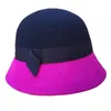 Berretti di lana in feltro giallo rosa patch cloche cappello a secchio per donne5498168