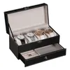Kolfiber 2 lager 4 -bitarslåda med låda klocklagring es display fodral smycken samlare 220719