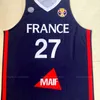 Nikivip Custom Gianna Rudy Gobert 27 Nicolas Batum Team France Basketball Jersey Blue Shook