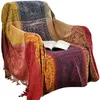 Boho Throw 담요 격자 무늬 다채로운 chenille 짠 보헤미안 소파 슬립 커버 안락 의자 Loveseat 가구 커버 야외 힌트 침대 호텔 사무실 Boho 담요 소파에 대 한