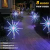 Luz solar de fuegos artificiales Starburst IP65 Luz de cadena impermeable 8 modos 112 LED Lámpara de césped Jardín / Camino / Calle / Patio Luz de paisaje