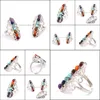 Klusterringar Reki Seven Chakra Ring Crystal Quartz Healing Point Stone Charms ￖppning f￶r kvinnor M￤n sl￤pp leverans 2021 Juvel Yydhome Dhzje