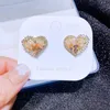 Stud Exquise Oostenrijkse Crystal Heart -oorbellen voor vrouwen goudkleur vergulde luxe partij sieraden Kirs22