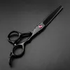 Japão profissional 440c 5.5 6 Vermelho Gem Black Cut Scissors Corte de barbeiro Rainning Shears Scissors 220818