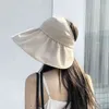 Summer Big Brim Fishing Hat Women Empty Top Sun Hat Black Glue Coating Outdoor UV Protection Foldable Sun Hat G220301