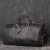 Bolsas de lona Nesitu Highend Vintage Marrón Negro Grande Grueso Genuino Crazy Horse Cuero Hombres de negocios Bolsa de viaje Cuero de vaca Male Duffle M186