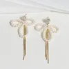 Dangle & Chandelier Creative Fashion Autumn 14K Gold Injection Fresh Water Pearl Earrings Women's Sweet Tassel Bowknot Drop WholesaleDan