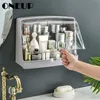 ONEUP New Makeup Organizer Storage Box Large Capacity Cosmetic Wall Paste Sealed Square Storage Box Removable Kitchen 201022