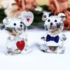 Dekorativa föremål Figurer Piece Cute Bear Crystal Figurin med en hjärtformad prydnadsglas Animal Miniature Love Romantic Gifts Home