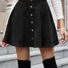 DGIRL Corduroy Button Front Flare Skirt Vintage High Waist Women Winter Casual Flared s Elegant Ladies Street Wear 220317