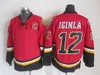 MI08 Vintage 12 Jarome Iginla Hockey Jerseys Mens 2002 Team Team Black Red Statched рубашки C Patch M-XXXL