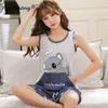 Pajamas for Women Summer Fashion Home Clothes Sleeveless Soft Cotton Sleepwear Big Size 2xl 3xl Two Piece Set Nightwear 220421