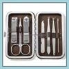 Andra handverktyg Hem Garden LL Nail Clippers Kit Sessors Tweezer Knife Ears Pick Utility Manicure Stai DH12P