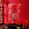 Cadeau Wrap Enveloppe rouge de style chinois Sac d'argent chanceux Vertical Brocade Noeud Pompon Art de mariage Année Tissu de haute qualité Type V1U7Gift