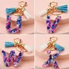 Belle fête de vacances favorise l'acrylique 26 English Lettre Keychain Bague Tassel Bague Car sac de voiture Pendentif cadeau LK0018