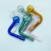 10pcs MOQ Colored Glass Oil Burner Smoking Pipe With 14mm Male Joint 90 Degree 30mm Big Head