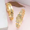 Wristwatches Women Fashion Gold Watch Quartz Luxury Crystal Bracelet Steel Ladies Wristwatch Woman Clock Bracelets 2pcs With Box Montre Femm