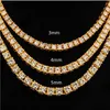 Hiphop 18k Gold Iced Out Diamond Chain Necklace CZ Tennis Necklace For Men And Women3813732