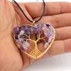 Wire Wrapped Tree of Life Gravel Natural Stone Necklace Pendant Chip Gemstone Fortune Tree Crystal Craft Heart Necklaces Fashion Jewelry