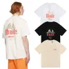 8kk1 2022 Fashion American Street Brand Rhude kortärmade t-shirts Los Angeles Pullover för män och kvinnor Trend Bottoming Fat Guy Lös Te In0v