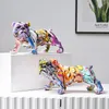 Decorative Objects Figurines Art Colorful Elephant Sculpture Resin Animal Statue Modern Graffiti Home Living Room Desk Aesthetic Gift 220919