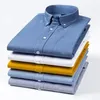 Wysokiej Jakości 100% Bawełna Mężczyźni Ox Koszula Dorywczo Paski Lub Platform Long Sleeved Shirts Button Collar Design Regular Fit 4XL 3XL 220401
