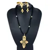 Ethlyn Brand Ethiopian Eritrean Cross Women Jewelry Sets Gold Color African Bridal Romantic Wedding Party Jewelry S068 220726