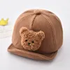 봄 가을 아기 모자 귀여운 곰 야외 여가 야구 야구 모자 소년 소녀 면화 단색 조절 가능한 캡 1-3 년