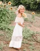 Robes de fille 2-11Y Toddler Off-shoulder Boho Flower Girl Dress Vêtements Bébé Enfants Princesse Mariage Prom PartyGirl's