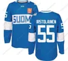 MIT 2016 Wereldbeker van Hockey Finland Team Jersey Komarov Granlund Haula Ristolainen Filppula Vatanen Rask Jokinen Heren Dames Jeugd Custom Hocy