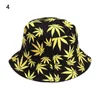 Basker 1pc bladtryck fiskare hattar casual panama hink hatt unisex lönn par bomull hip hop cap mode sol platt topp kepsar gif222o