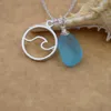 Pendant Necklaces SanLan Wave Beach Blue Sea Glass Necklace Ocean Wedding Jewelry Gift For HerPendant