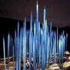 Lampe à lances bleues américaines, soufflée à la main, artisanat d'art, roseaux en verre de Murano, grande pointe, Sculpture décorative de jardin extérieur
