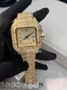 Personality Square wrist watch icy out diamond Gold charm women men fashion watch
