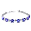 Kleur diamant sieraden armband tanzaniet bloemblaad ring blauw kristal hanger vier klauw sapphire oorring sieraden set234a