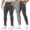 Streetwear xadrez calças homens esporte corredores sweetpants calças de calça skiny hip hop estiramento faixa de fundo casual track calças para homens