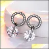 Hoop Hie Earrings Jewelry Miqiao Gold Plated Luxury Zircon Rings 1 Carat Round Crystal Vintage Boho Hook Stud For Women Wedding Couple Dro