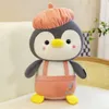 Jouet en peluche pingouin créatif à sangle, mignon dessin animé peintre pingouin poupée fille oreiller