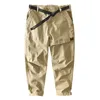 Höst och vinter Män Bomull Solid Färg Loose Casual Safari Style Byxor Pocket Army Green Workwear Gml04-Z331 220325