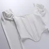 Women's Blouses & Shirts Yong Style Vintage Square Collar Spring Puff Sleeve White Bustier Women Party Backless Ruched Boned Corset Crop Top