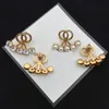 Moda damska urok kolczyki projektant biżuterii nowa zapiekanka perła podwójna litera wyrafinowane luksusowe akcesoria do kolczyków 223316RL